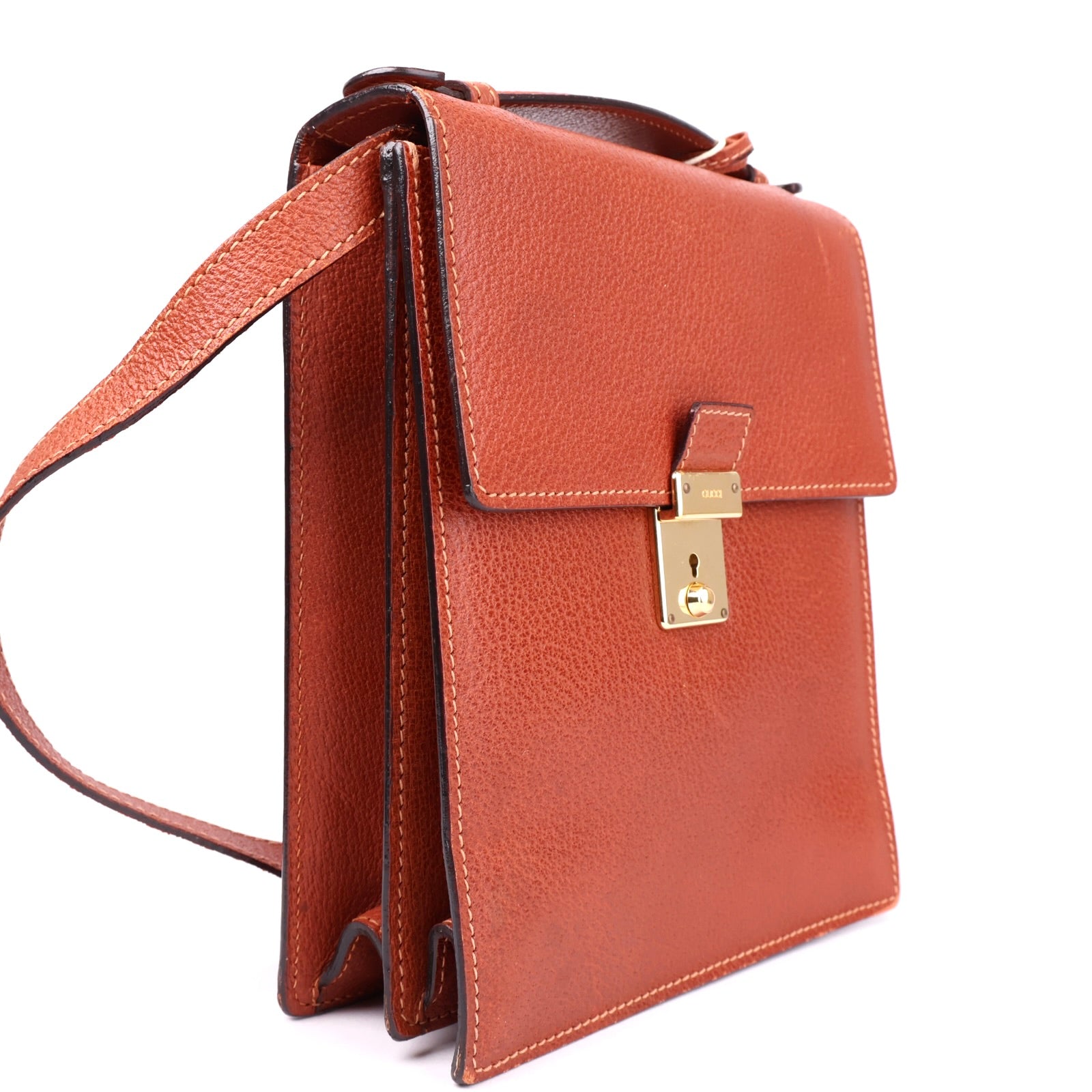 J3608 Gucci Leather Messenger Bag- Pre Owned