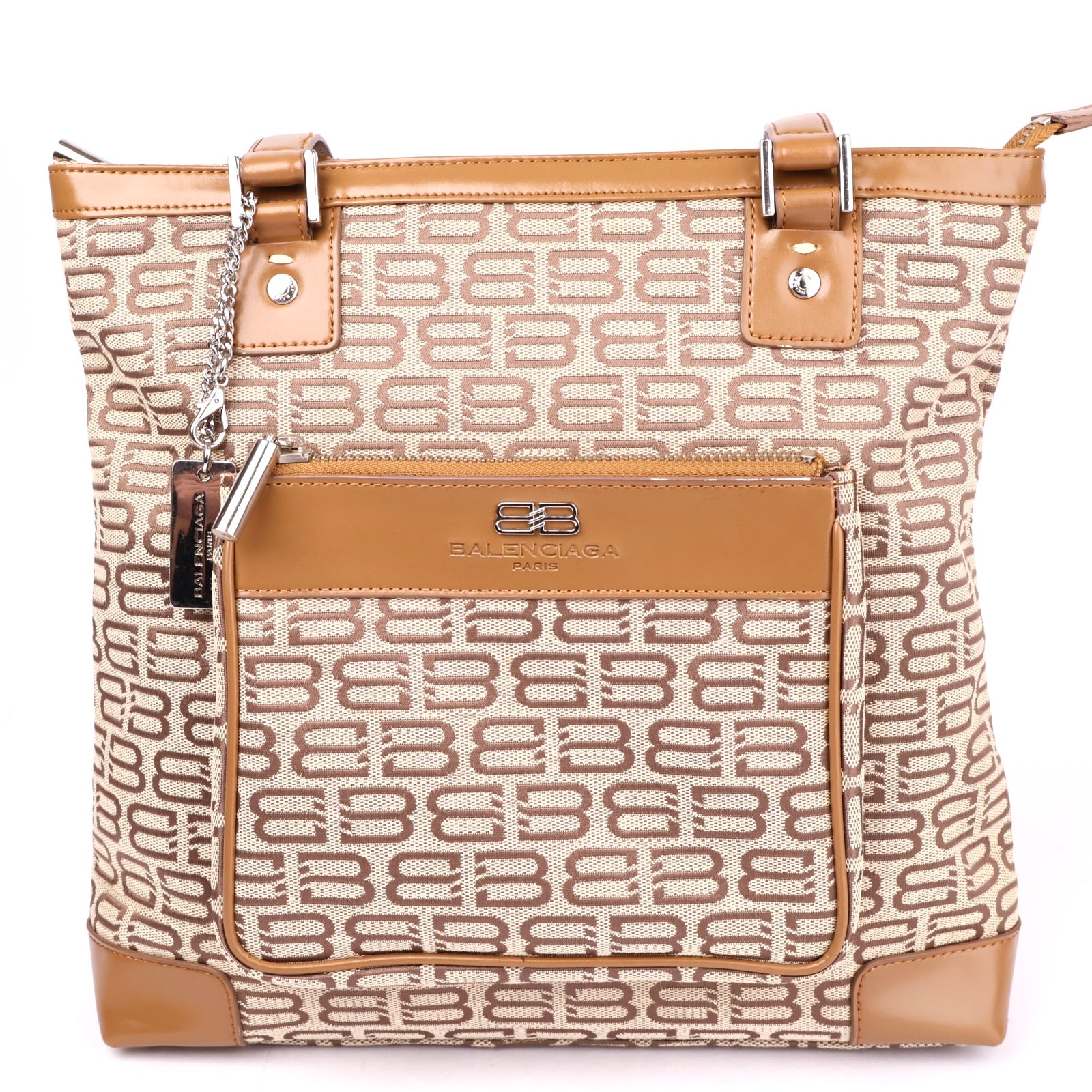 J3612 Balenciaga BB Logo Leather Tote Handbag- Pre Owned