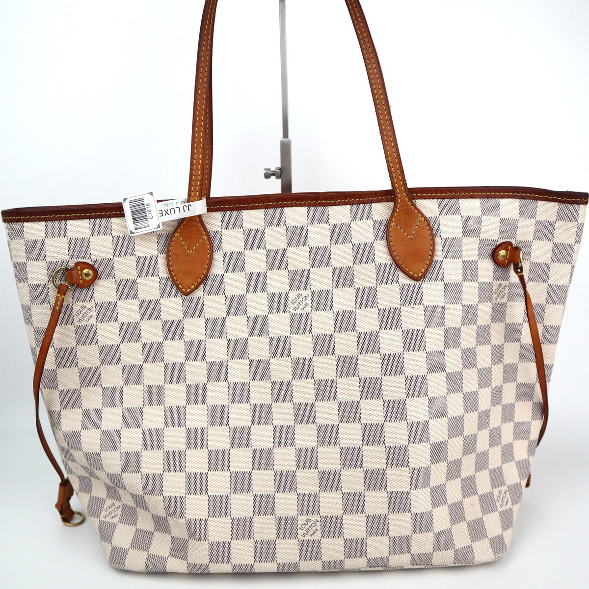 Louis Vuitton Damier Azur Neverfull MM Shoulder Bag C1878 | Pre-Owned Very Good White / Blue Damier Azur Coated canvas, leather trim