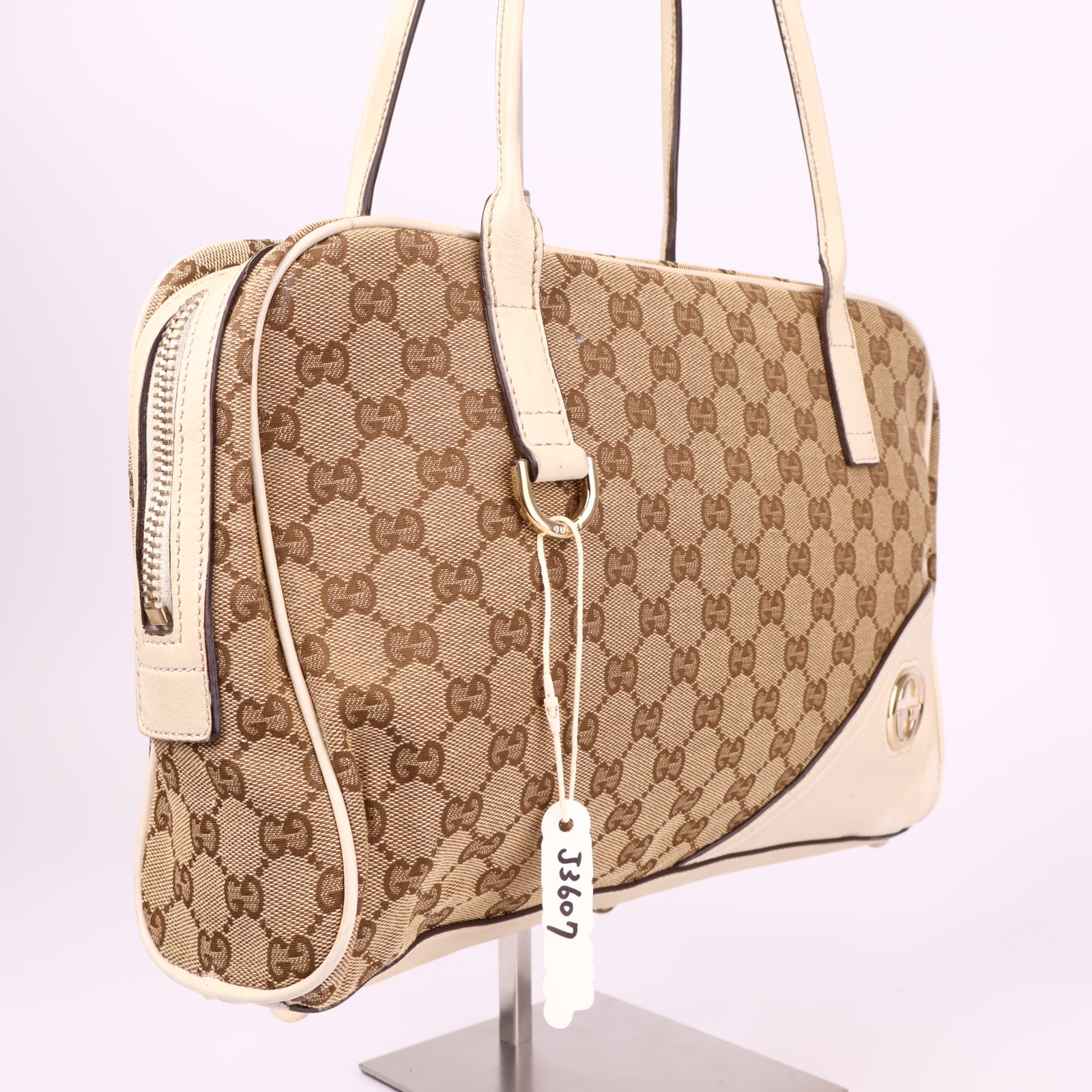 J3607 Gucci Brown GG Canvas New Britt Shoulder Bag- Pre Owned