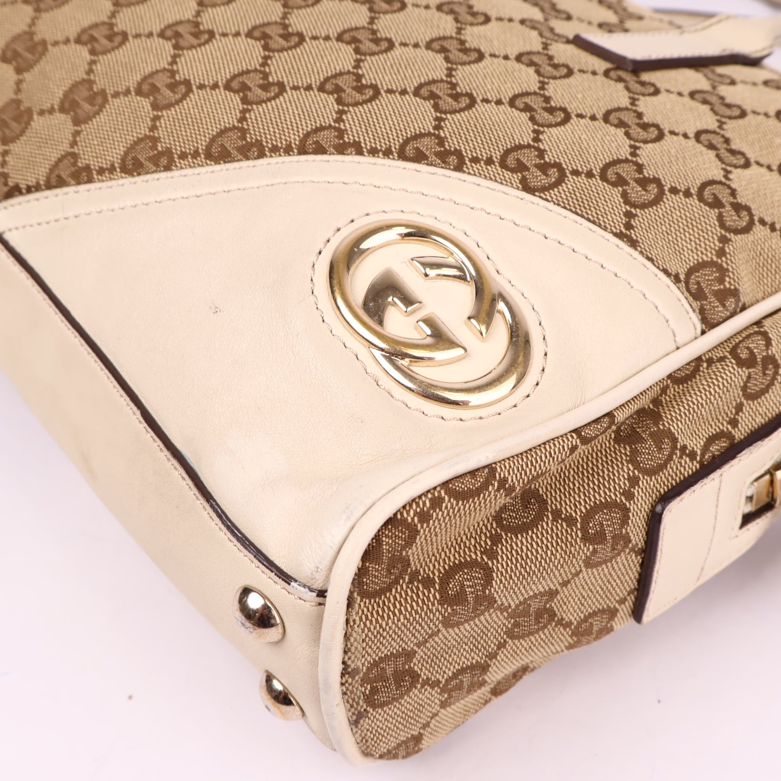 J3607 Gucci Brown GG Canvas New Britt Shoulder Bag- Pre Owned