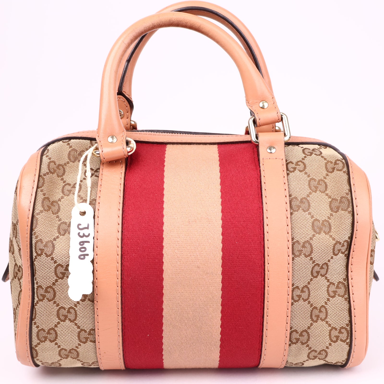 J3606 Gucci Brown Small GG Canvas Web Joy Boston Bag- Pre Owned