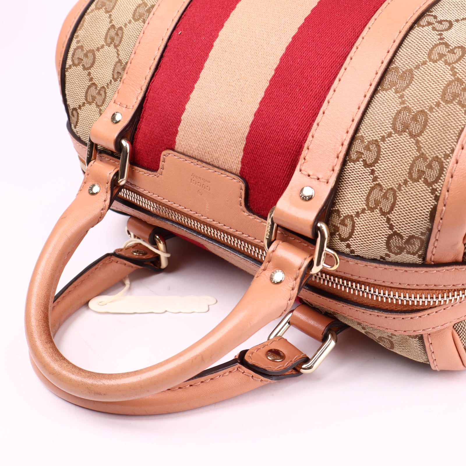 J3606 Gucci Brown Small GG Canvas Web Joy Boston Bag- Pre Owned