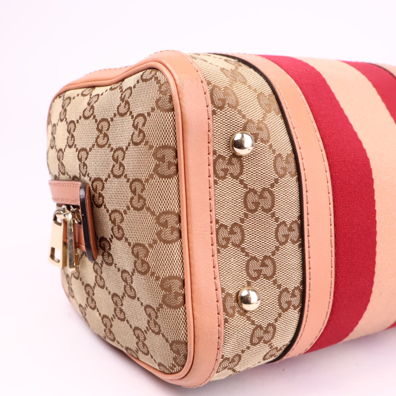 J3606 Gucci Brown Small GG Canvas Web Joy Boston Bag- Pre Owned