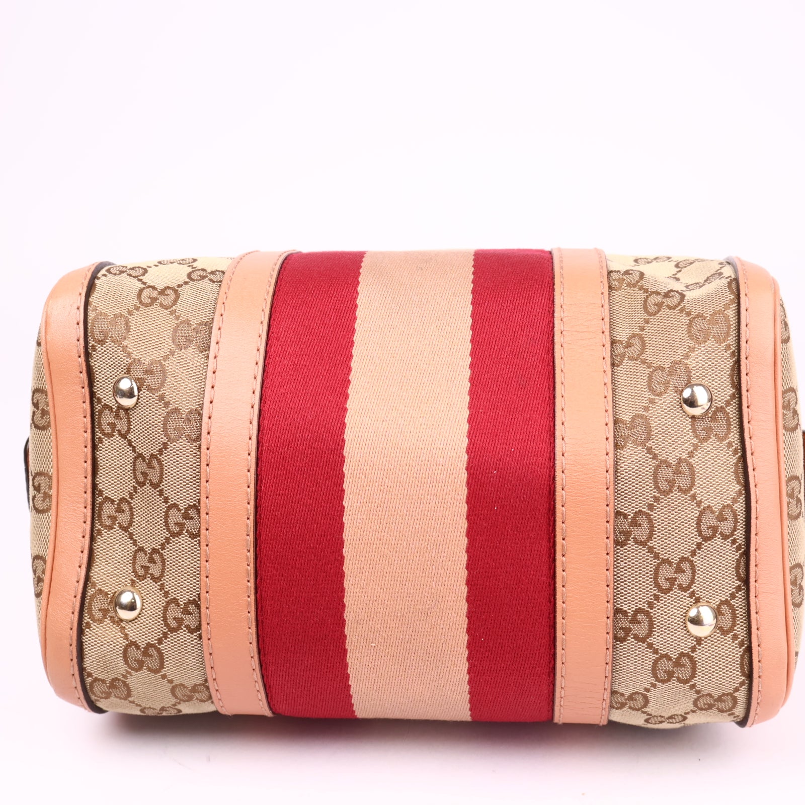 J3606 Gucci Brown Small GG Canvas Web Joy Boston Bag- Pre Owned