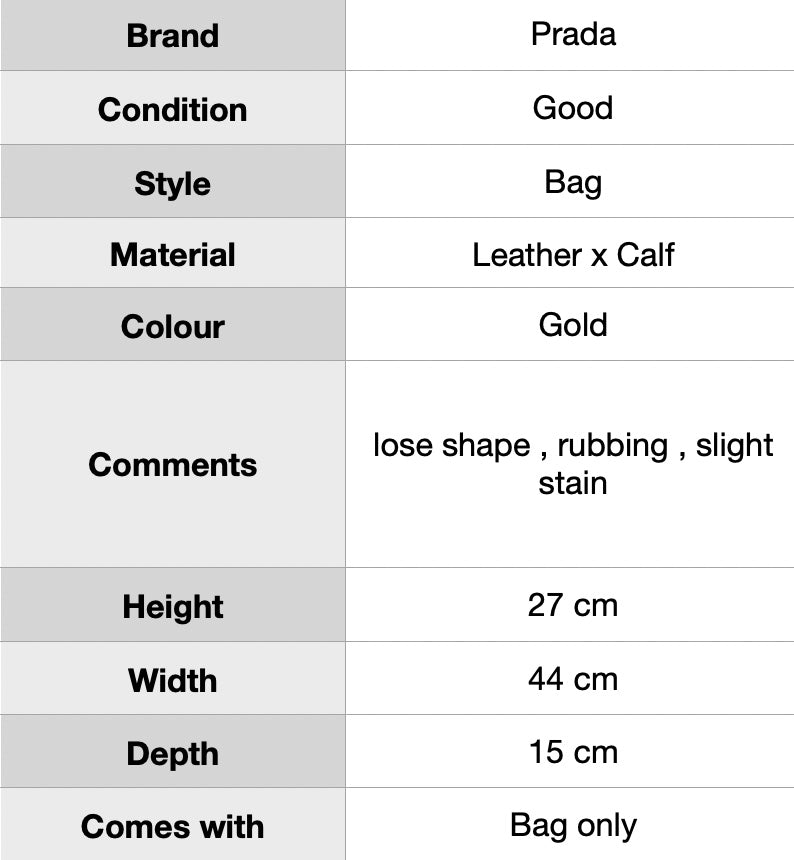 J0968 Prada Gold Vitello Daino Leather Shoulder Bag Golden- Pre Owned