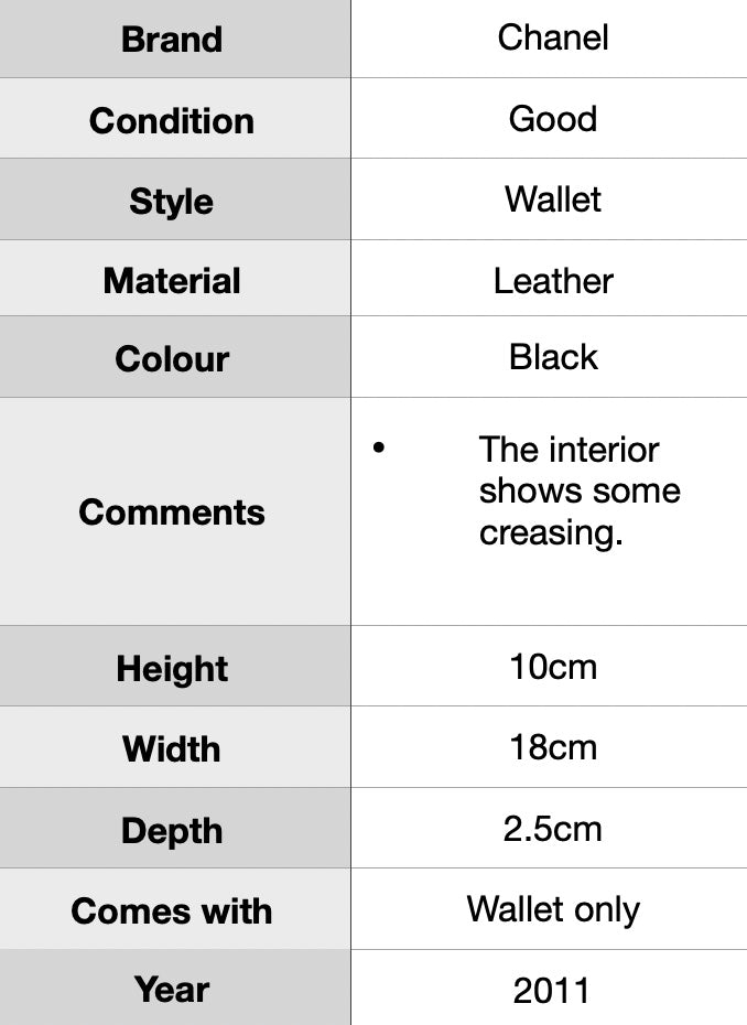 J0975 Chanel Black Lambskin Long Flap Wallet- Pre Owned