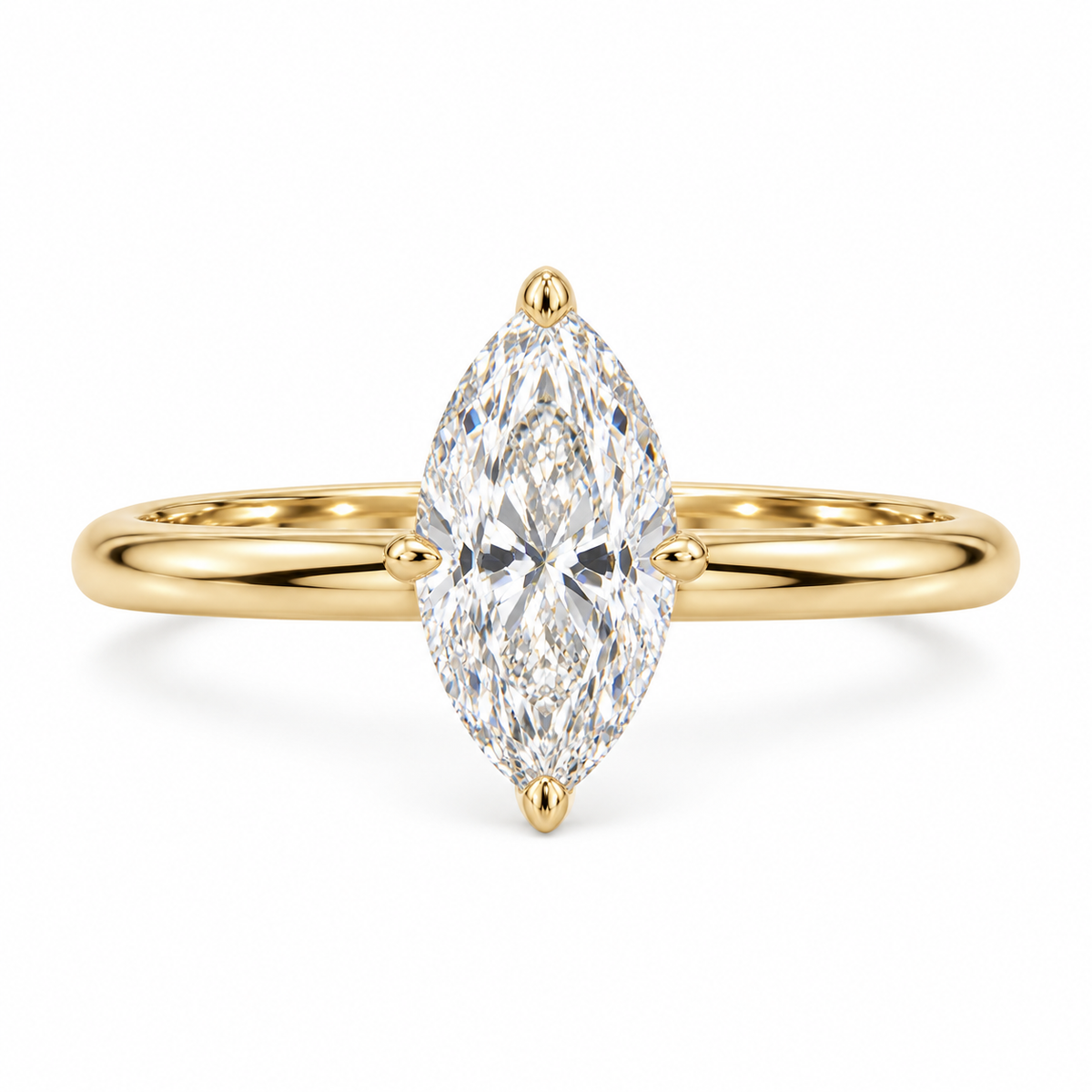 2.150ct Marquise Lab-Grown Diamond Solitaire Ring | 18K Yellow Gold