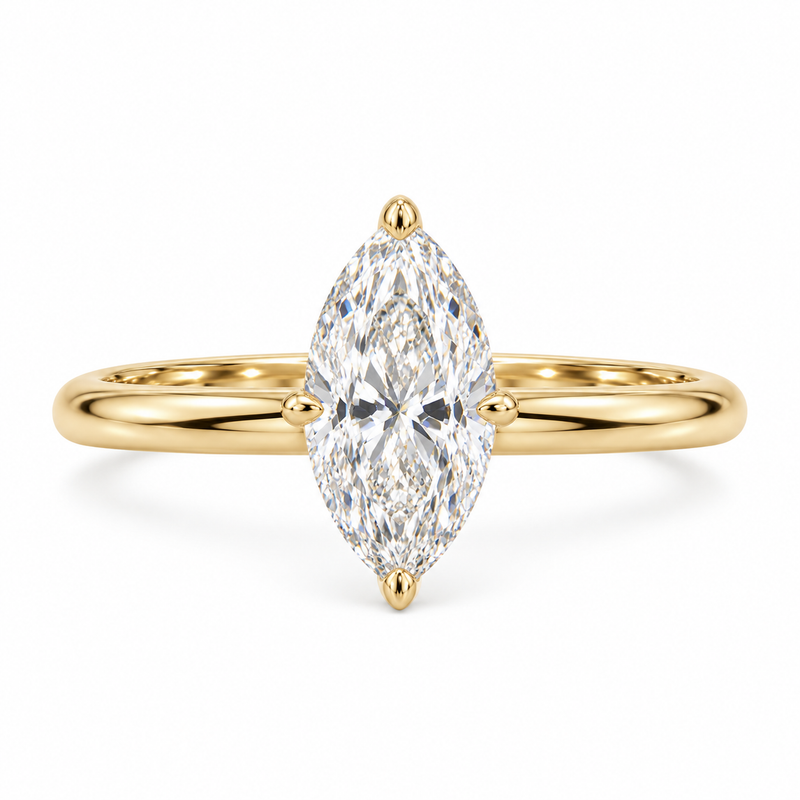 2.150ct Marquise Lab-Grown Diamond Solitaire Ring | 18K Yellow Gold