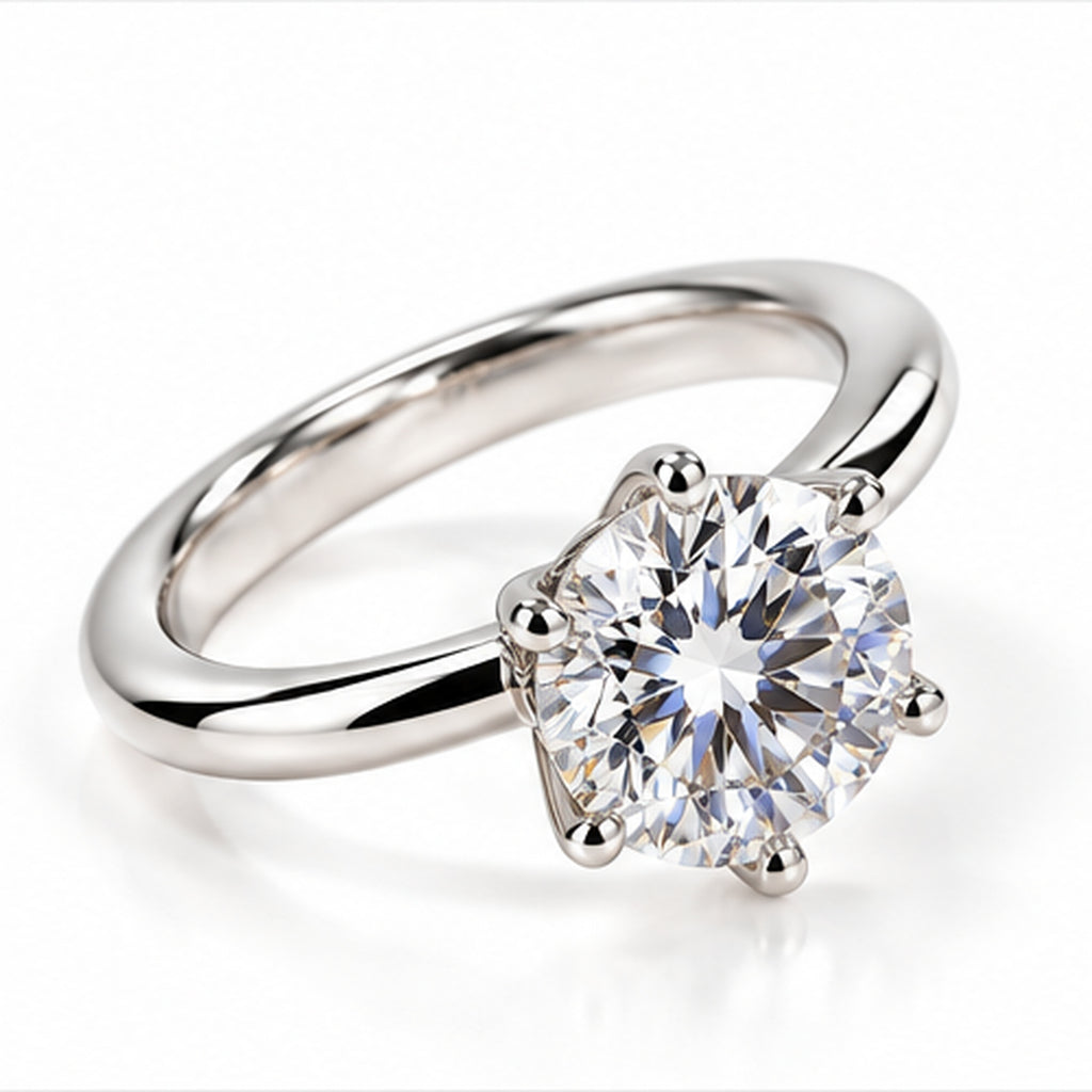 3.100ct Round Lab-Grown Diamond Six-Prong Solitaire Ring | PT950