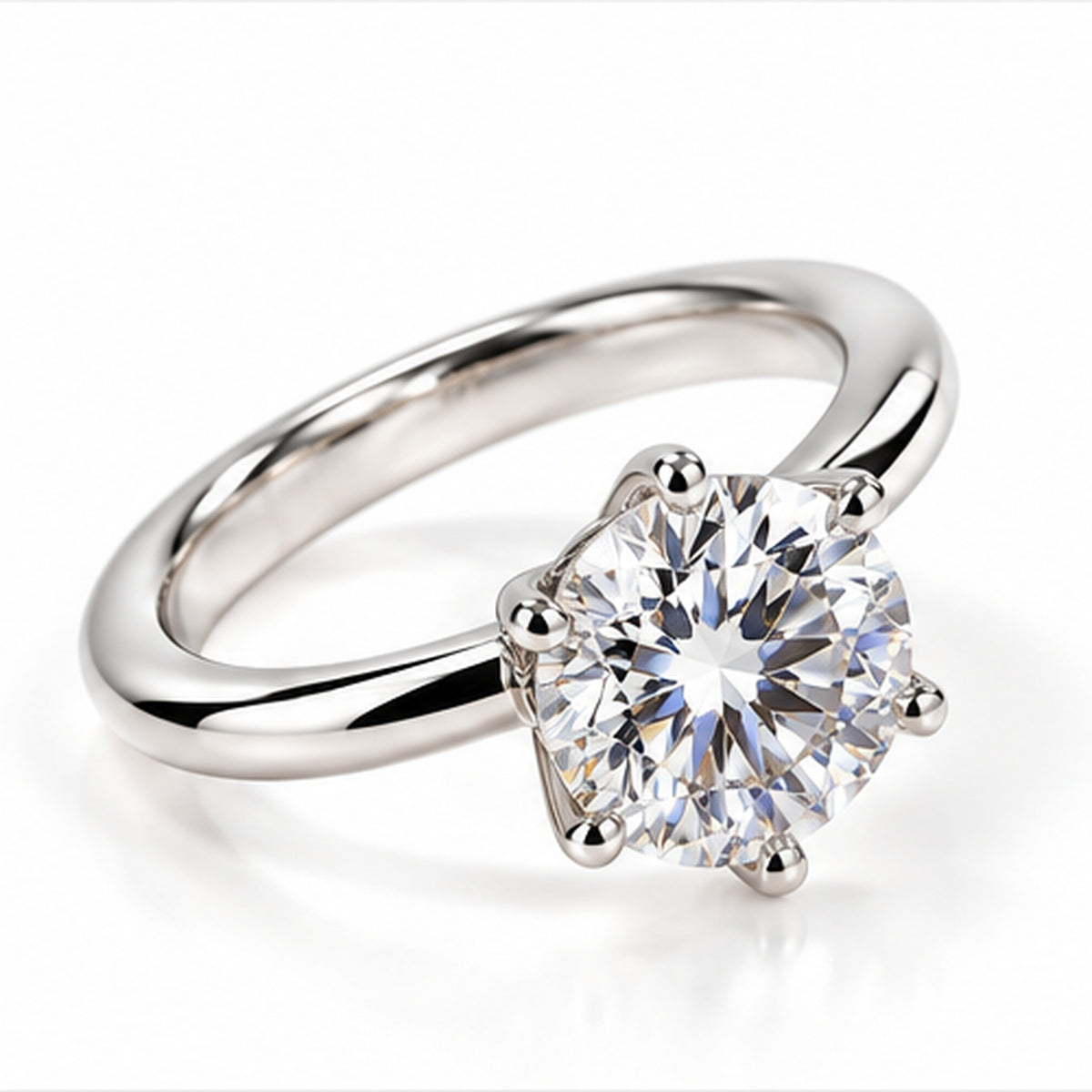 3.100ct Round Lab-Grown Diamond Six-Prong Solitaire Ring | PT950
