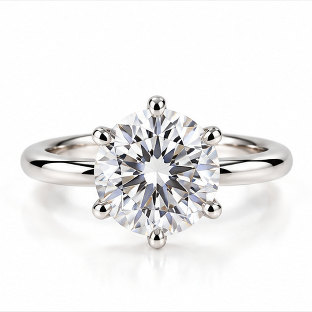 3.100ct Round Lab-Grown Diamond Six-Prong Solitaire Ring | PT950