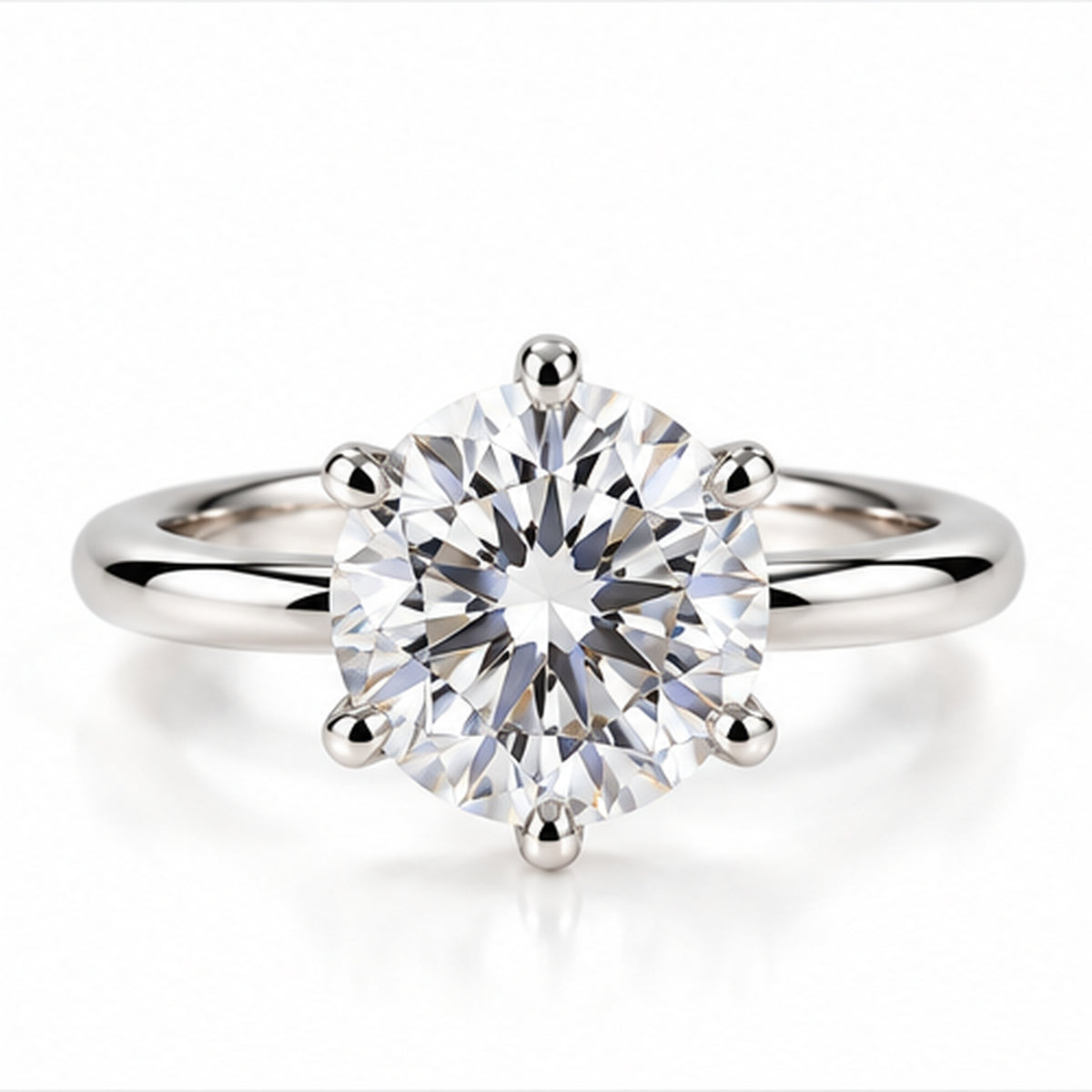 3.100ct Round Lab-Grown Diamond Six-Prong Solitaire Ring | PT950