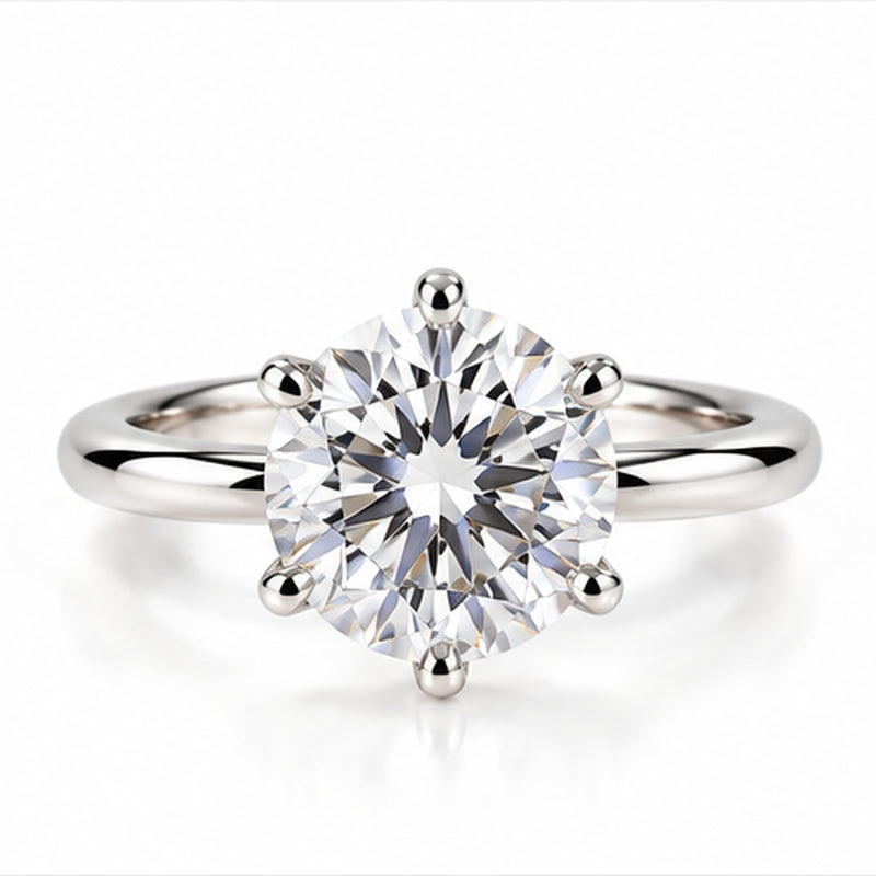 3.100ct Round Lab-Grown Diamond Six-Prong Solitaire Ring | PT950