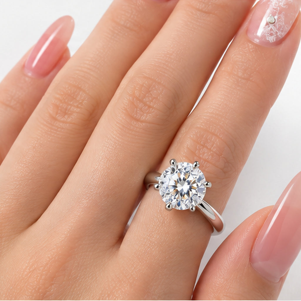 3.100ct Round Lab-Grown Diamond Six-Prong Solitaire Ring | PT950