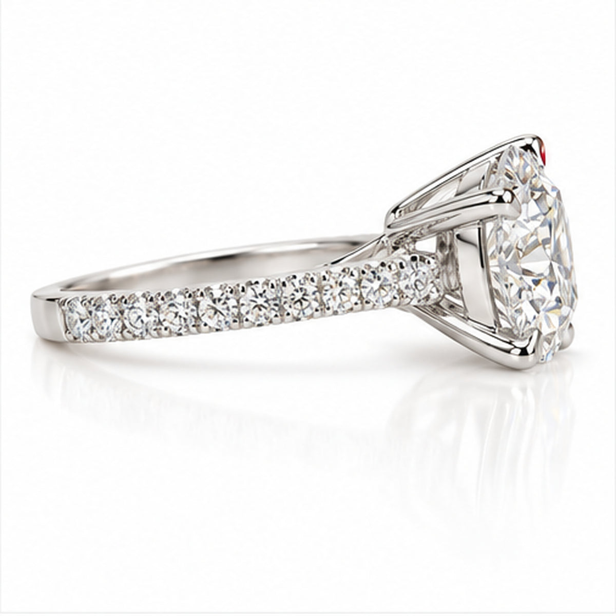 5.080ct Round Lab-Grown Diamond Pavé Cathedral Solitaire Ring | PT950