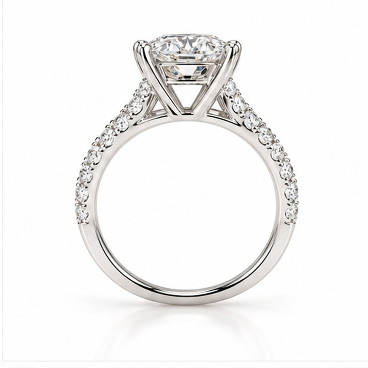 5.080ct Round Lab-Grown Diamond Pavé Cathedral Solitaire Ring | PT950