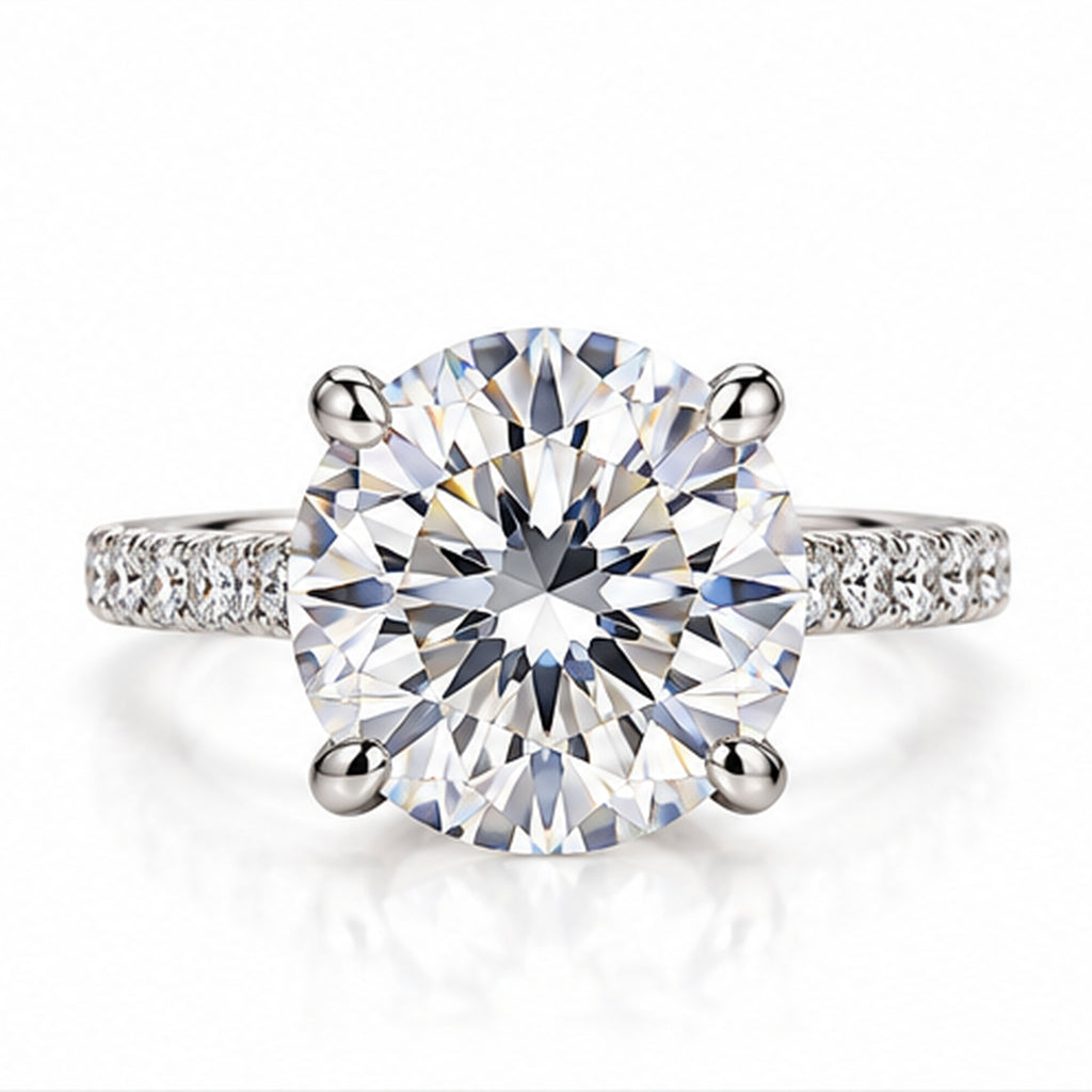 7.060ct Round Lab-Grown Diamond Hidden Halo Solitaire Ring | 18K White Gold