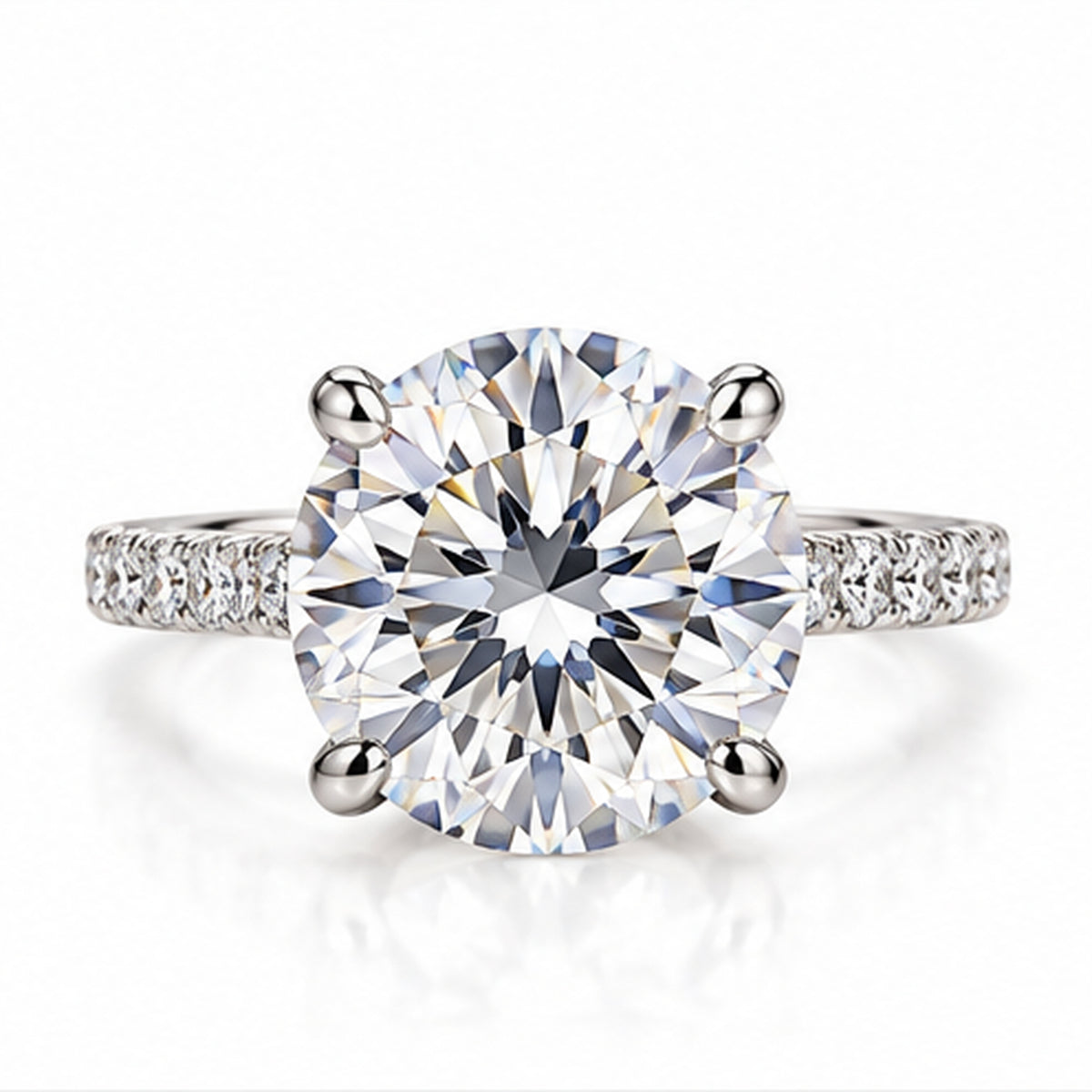 7.060ct Round Lab-Grown Diamond Hidden Halo Solitaire Ring | 18K White Gold