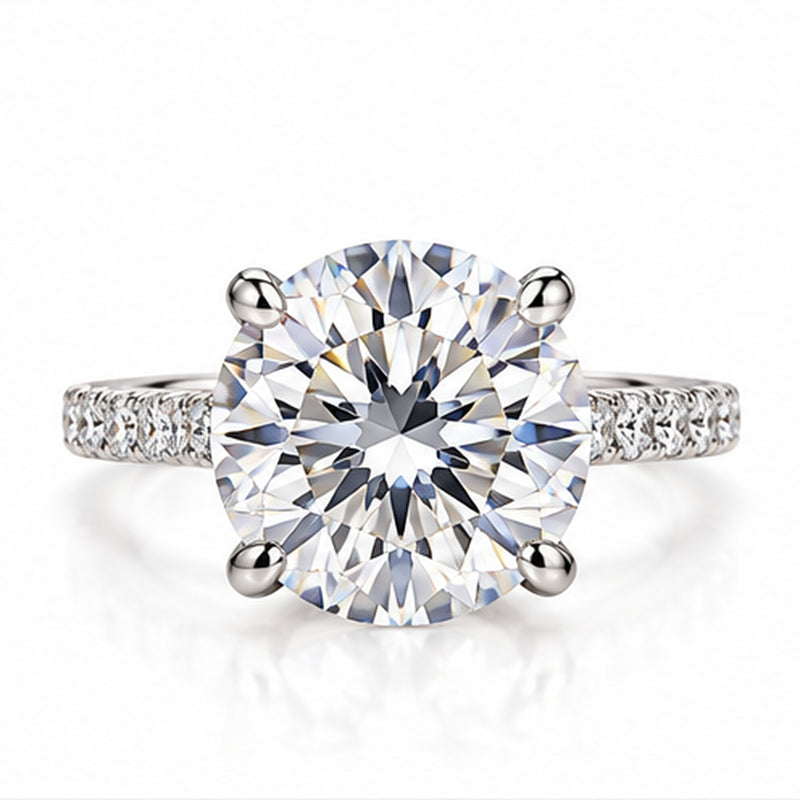 7.060ct Round Lab-Grown Diamond Hidden Halo Solitaire Ring | 18K White Gold