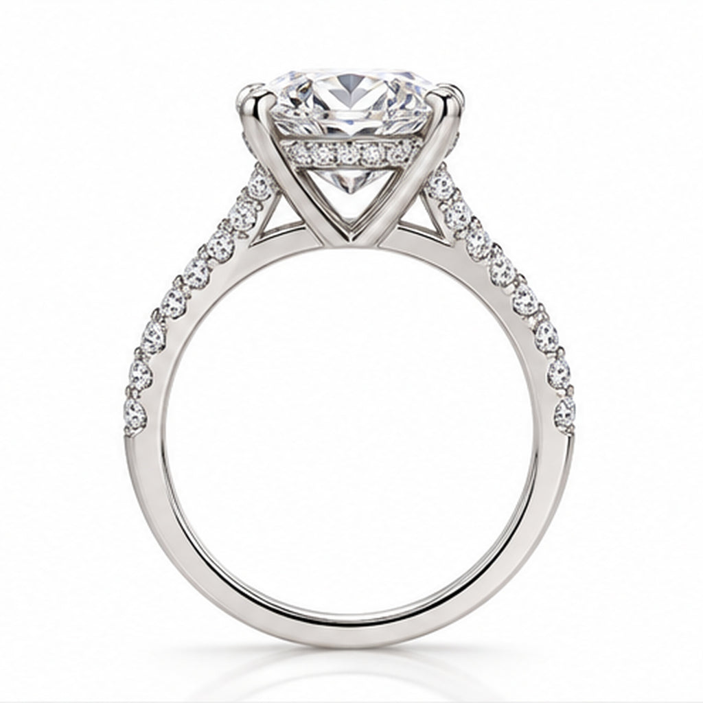 7.060ct Round Lab-Grown Diamond Hidden Halo Solitaire Ring | 18K White Gold