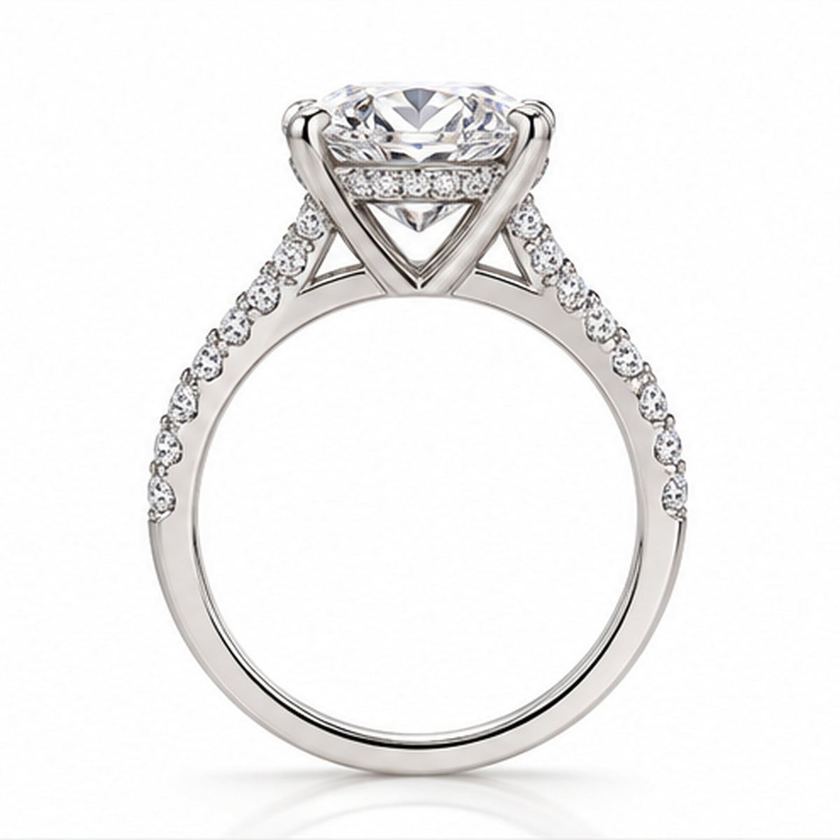 7.060ct Round Lab-Grown Diamond Hidden Halo Solitaire Ring | 18K White Gold