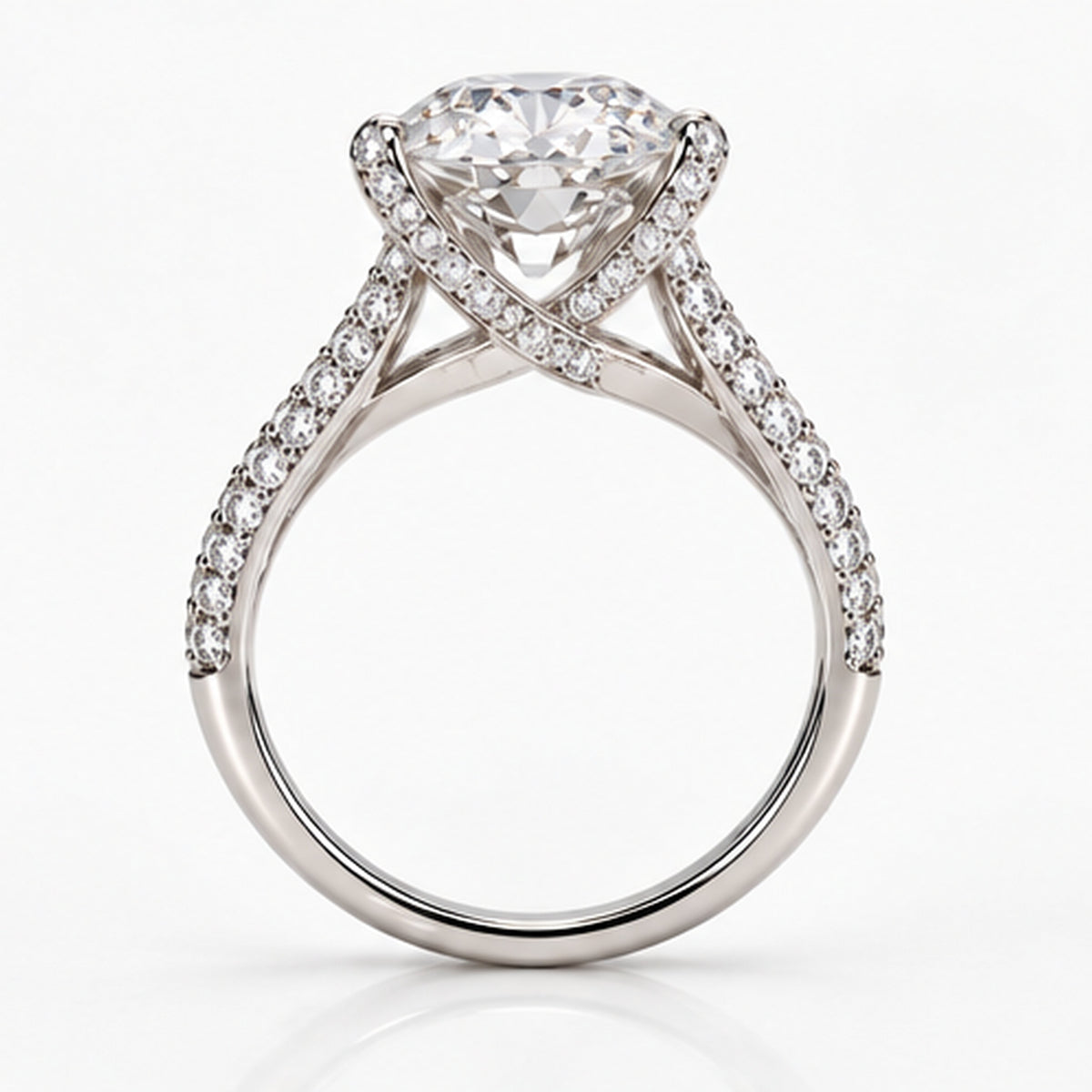 10.060ct Oval Lab-Grown Diamond Pavé Split-Shank Solitaire Ring | 18K White Gold