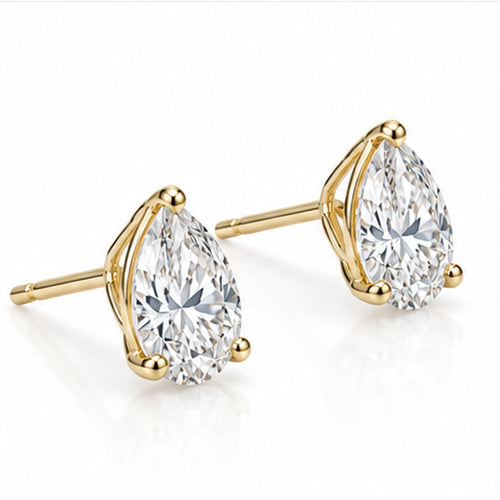 2.020ct Pear Lab-Grown Diamond Stud Earrings | 18K Yellow Gold
