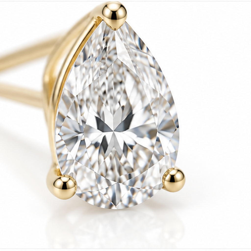 2.020ct Pear Lab-Grown Diamond Stud Earrings | 18K Yellow Gold