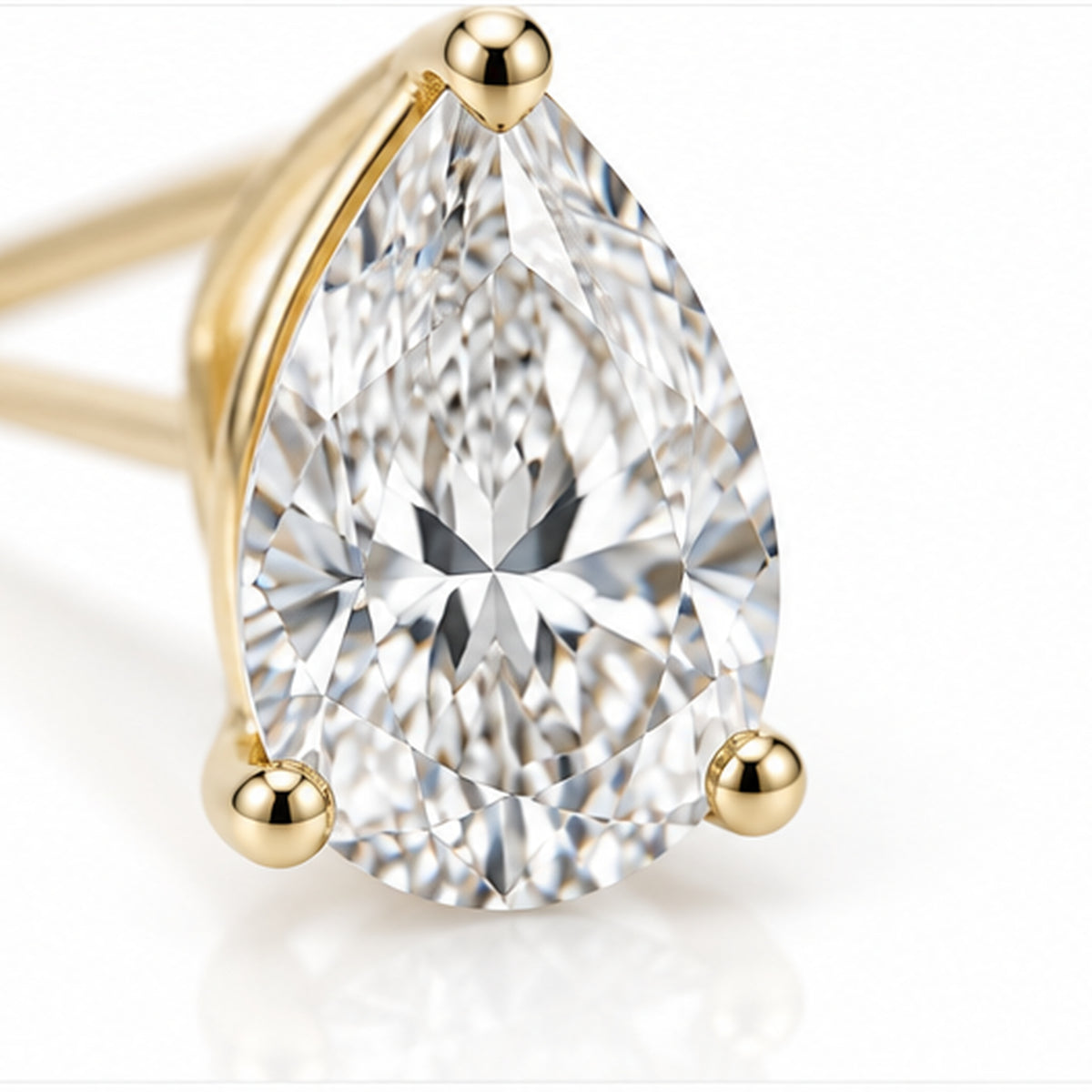 2.020ct Pear Lab-Grown Diamond Stud Earrings | 18K Yellow Gold