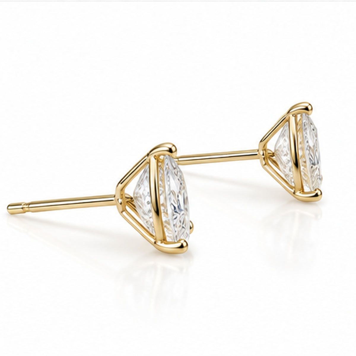 2.020ct Pear Lab-Grown Diamond Stud Earrings | 18K Yellow Gold