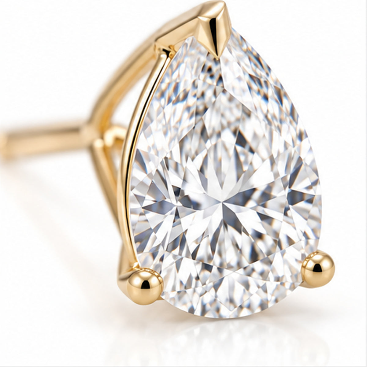 4.070ct Pear Lab-Grown Diamond Stud Earrings | 18K Yellow Gold