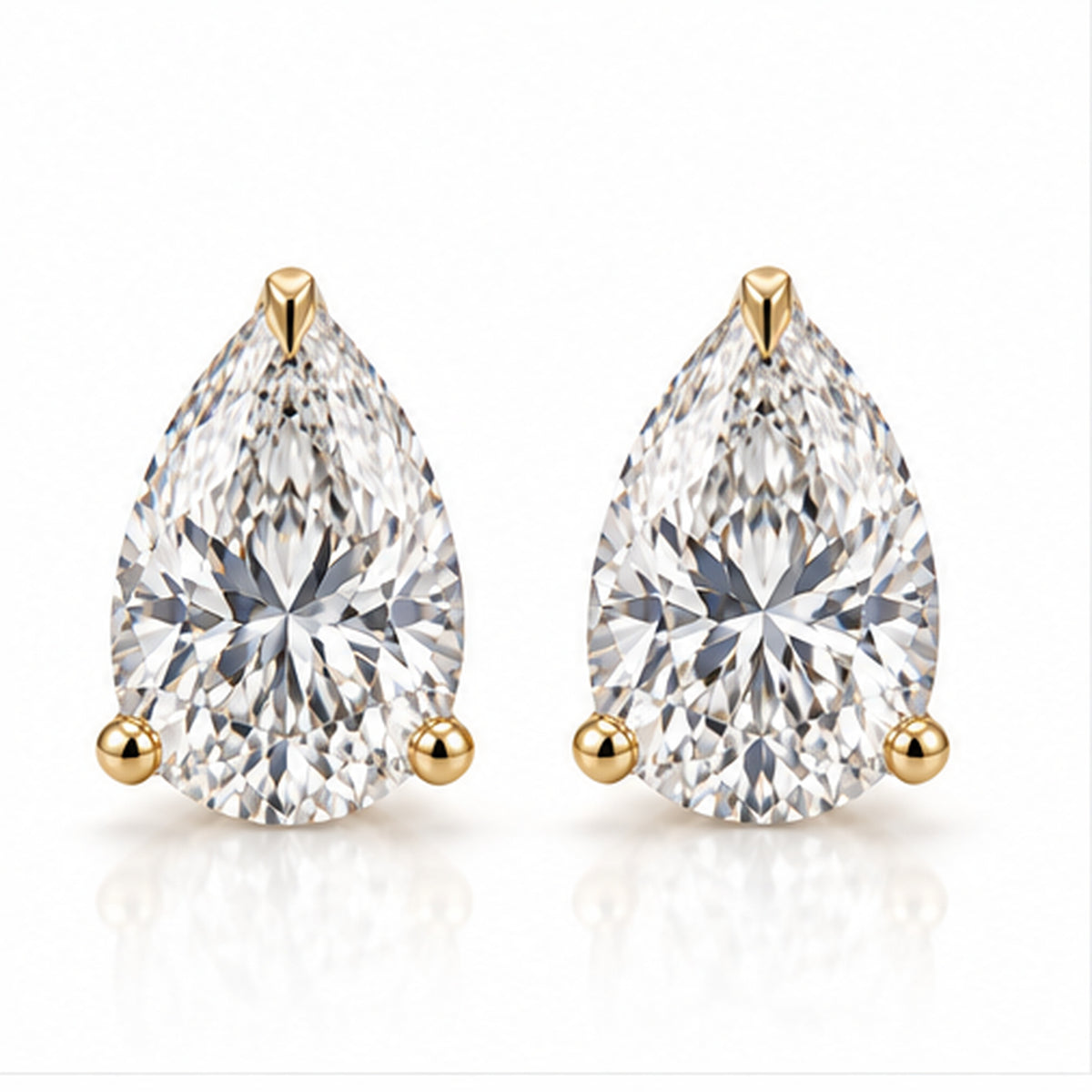 4.070ct Pear Lab-Grown Diamond Stud Earrings | 18K Yellow Gold