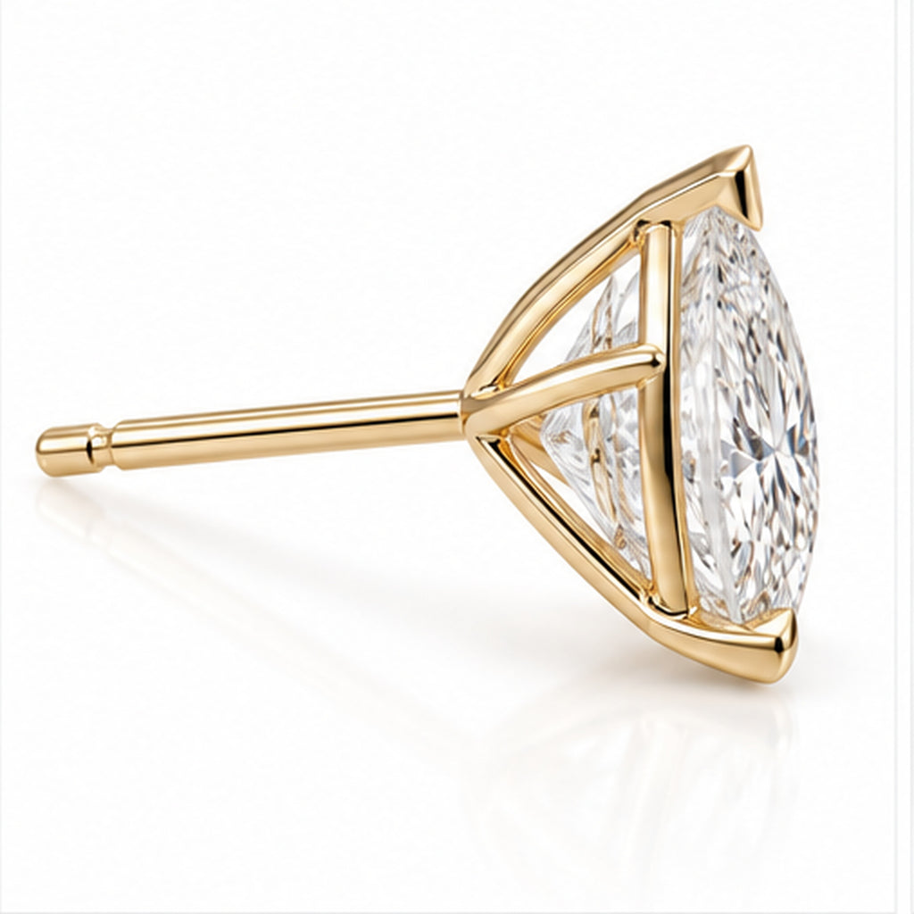 4.070ct Pear Lab-Grown Diamond Stud Earrings | 18K Yellow Gold
