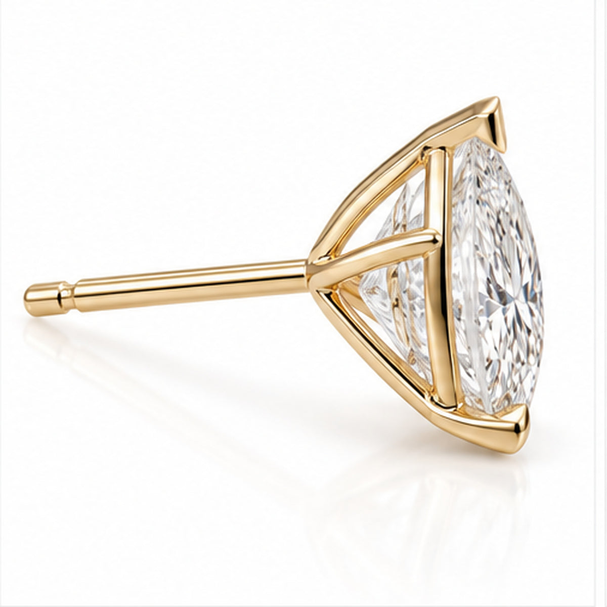 4.070ct Pear Lab-Grown Diamond Stud Earrings | 18K Yellow Gold