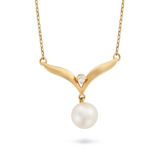 MIKIMOTO, A PEARL AND DIAMOND PENDANT NECKLACE