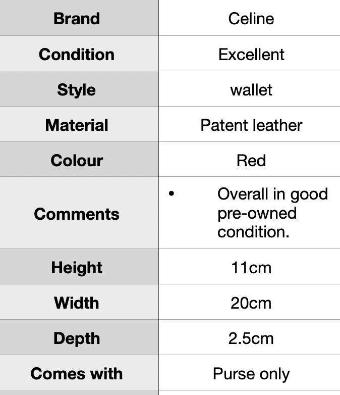 J2002 Céline Celine wallet Red Pre-Owned