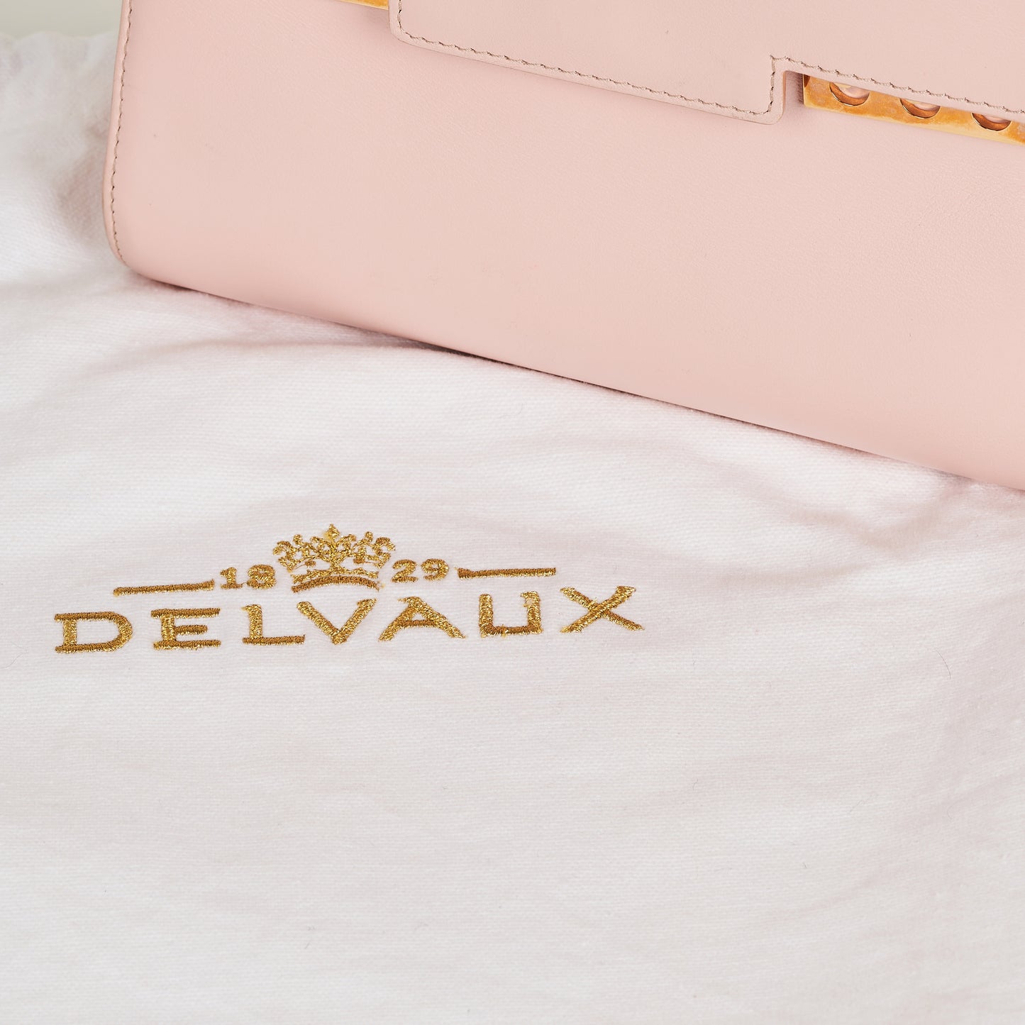 Delvaux Tempête Mini in Beige Supple Calfskin with Gold Hardware